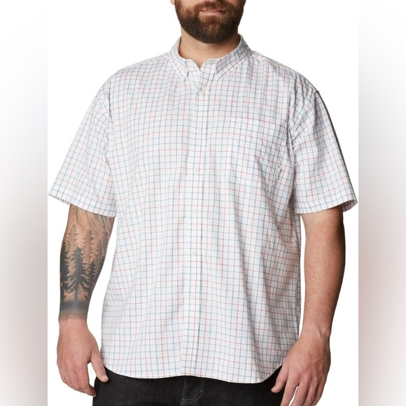 NWT Columbia Rapid Rivers White Grid Short Sleeve Button Down Shirt - Picture 1 of 14